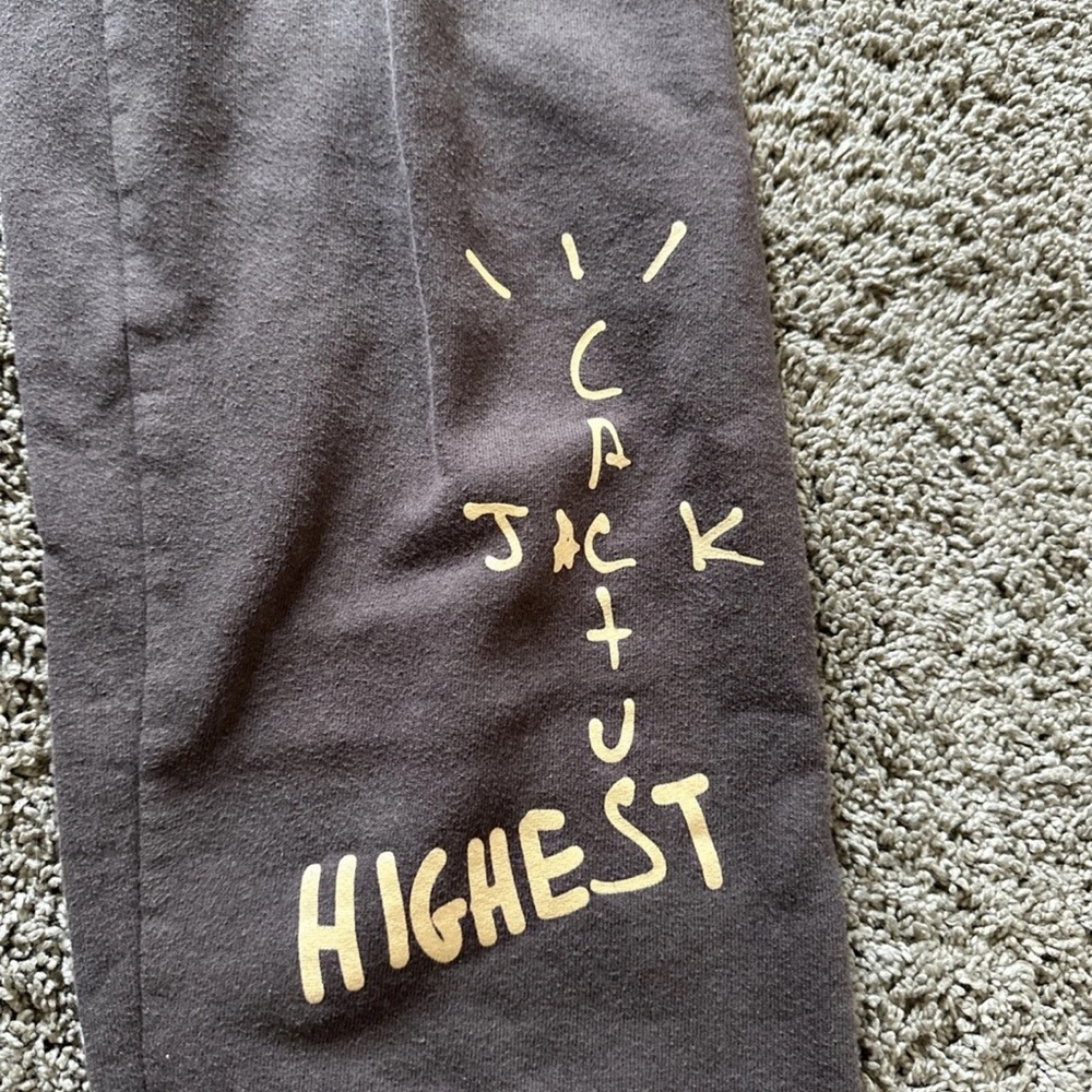 Cactus Jack by Travis Scott Brown Sweatpants with Red and Gold Details - Picture 2 of 4